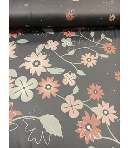 Mook Fabrics Yard of DTY Nina, Charcoal Border Print Fabric 136695