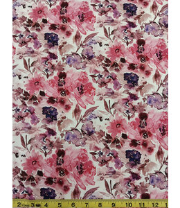 Mook Fabrics Yard of Rayon/Linen Slub FTI, Pink/Purple Fabric 139808