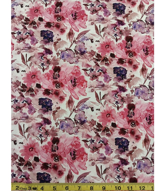 Mook Fabrics Yard of Rayon/Linen Slub FTI, Pink/Purple Fabric 139808