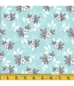 Mook Fabrics Yard of Moss Crepe Bess,  Aqua Fabric 137072