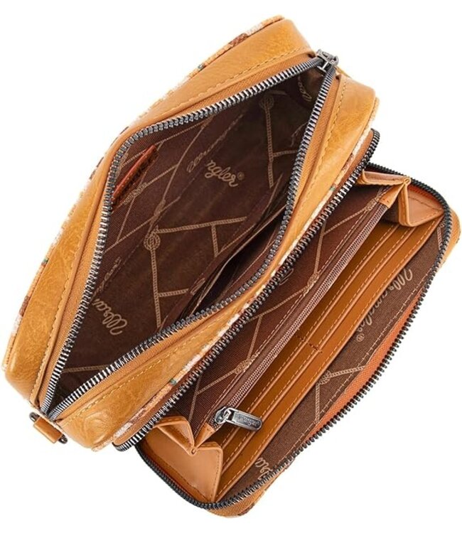 Wrangler Southwestern Pattern Dual Sided Print Crossbody Purse With Wallet Compartment WG2207-3007