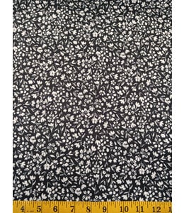 Colorwave Creations Yard of Brushed DTY, Ditsy Floral Black Fabric