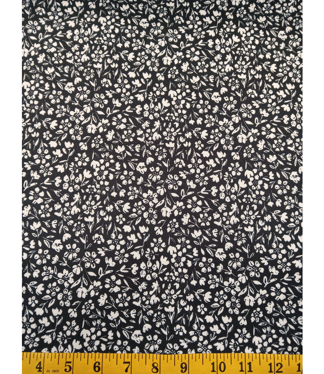 Yard of Brushed DTY, Ditsy Floral Black Fabric