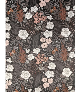 Dandelion Fabrics & Gifts Yard of Jersey Knit,  Nyla Floral Deep Brown Fabric