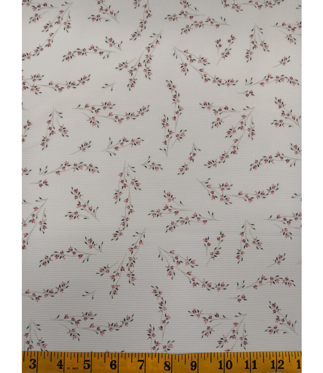 Yard of 96/4 Poly Spandex Horizontal Rib Print Fabric 572517-WH