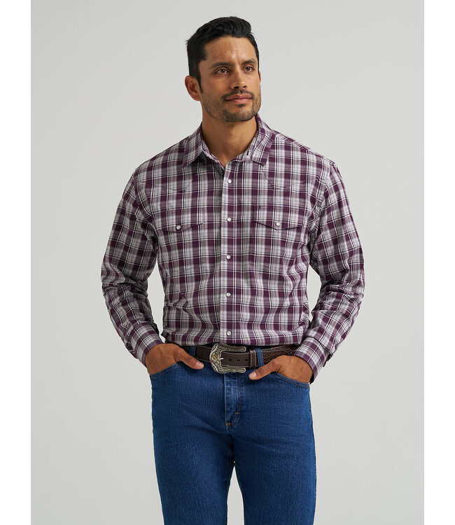 Wrangler Men's Wrinkle Resist Long-Sleeve Western Snap Plaid Shirt 112367709