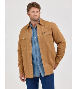 Wrangler Men's Long-Sleeve Flannel Lined Solid Work Shirt 112367726