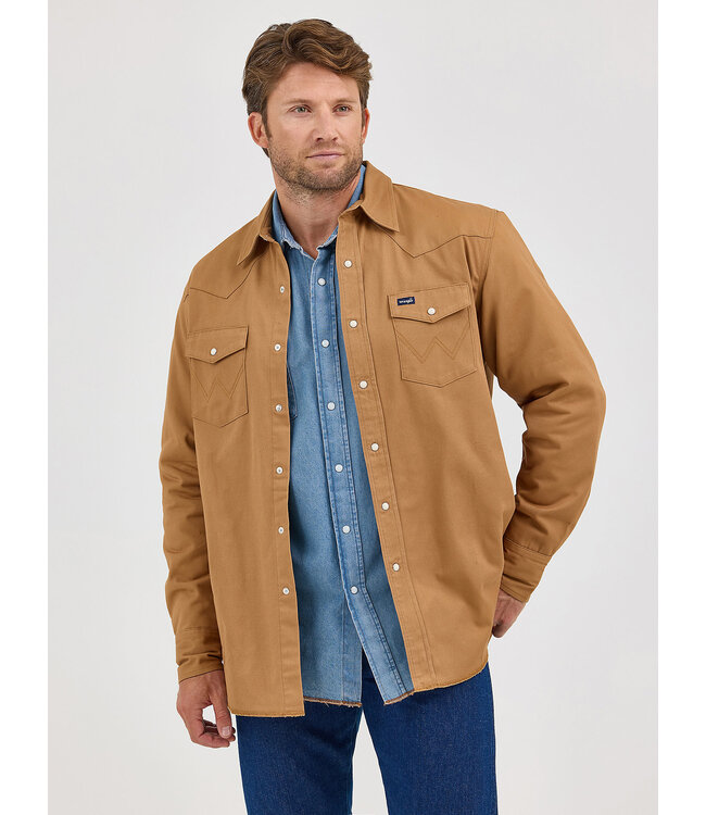 Wrangler Men's Long-Sleeve Flannel Lined Solid Work Shirt 112367726