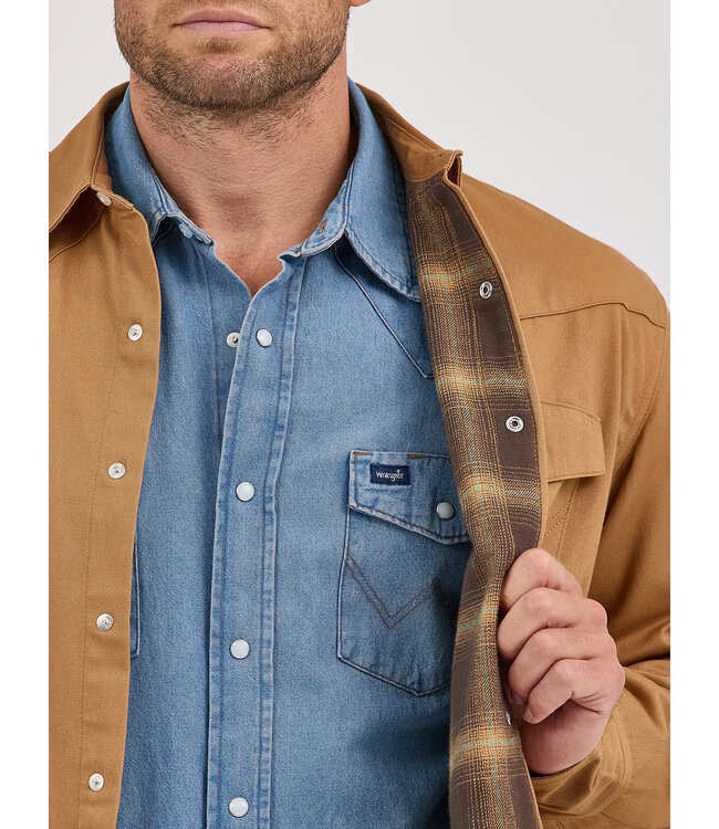 Wrangler Men's Long-Sleeve Flannel Lined Solid Work Shirt 112367726