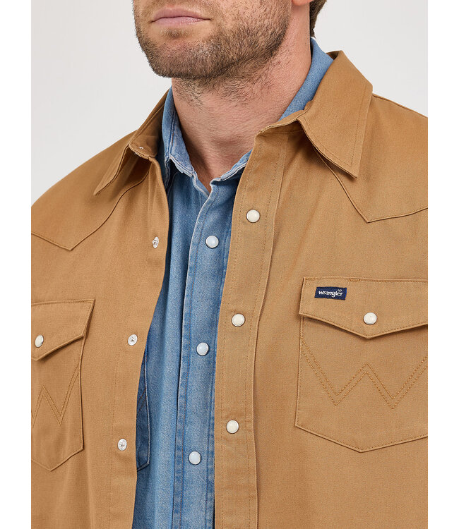Wrangler Men's Long-Sleeve Flannel Lined Solid Work Shirt 112367726