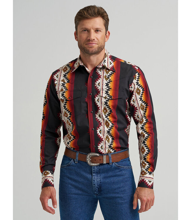 Wrangler Men's Checotah Long-Sleeve Western Snap Printed Shirt 112367723