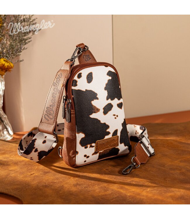 Wrangler Cow Print Crossbody Sling Chest Bag WG133-210