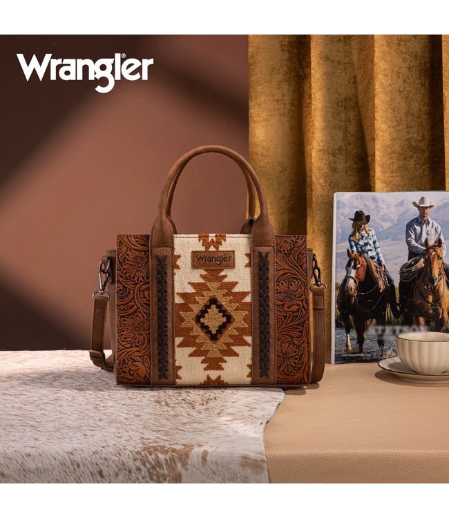 Wrangler Tooled Aztec Pattern Print Concealed Carry Tote/Crossbody WG226-8120