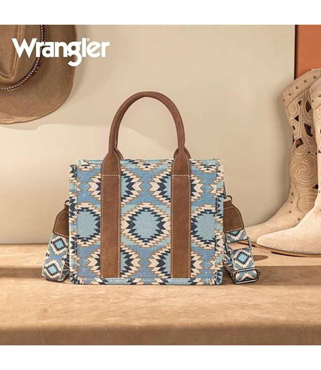 Wrangler Aztec Distressed Print Dual Sided Print Tote/Crossbody WG221-8120