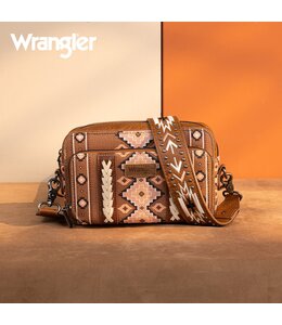 Wrangler Southwestern Pattern Dual Sided Print Crossbody Purse With Wallet Compartment WG2207-3005