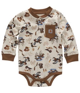 Carhartt Boy's Infant Long-Sleeve Printed Henley Bodysuit CA6726