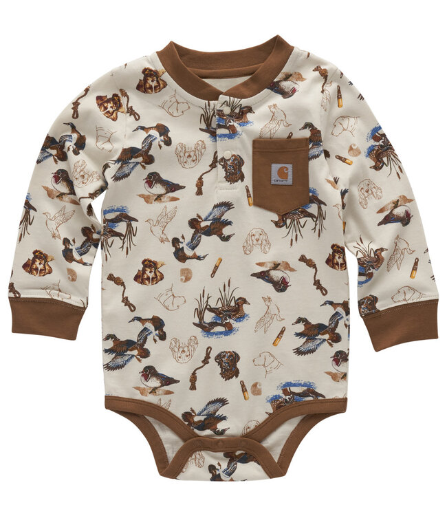 Carhartt Boy's Infant Long-Sleeve Printed Henley Bodysuit CA6726
