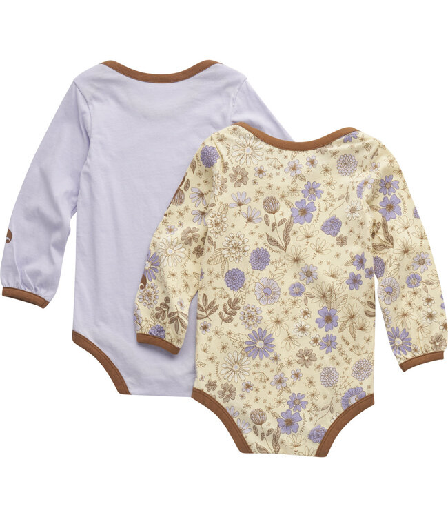 Carhartt Girl's Infant Long-Sleeve Floral Print Bodysuit 2pc Set CG9941