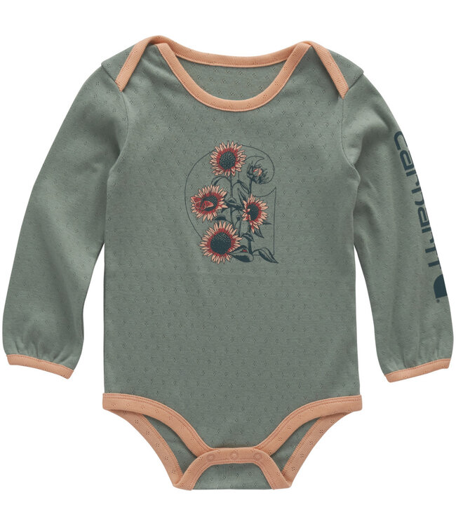 Carhartt Girl's Infant Long-Sleeve Floral "C" Bodysuit CA7160