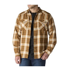 Carhartt Men's Montana Rugged Flex Relaxed Fit Lightweight Long-Sleeve Snap-Front Plaid Shirt 107016