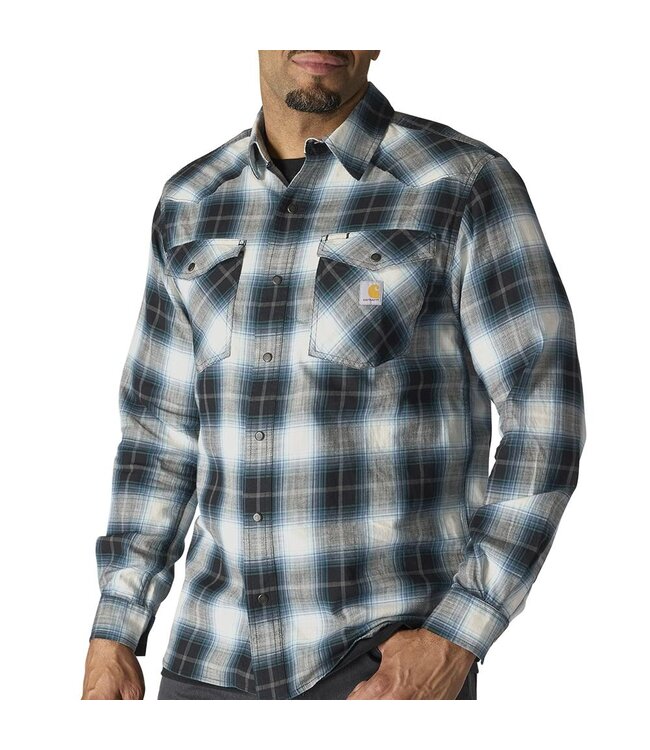 Carhartt Men's Montana Rugged Flex Relaxed Fit Lightweight Long-Sleeve Snap-Front Plaid Shirt 107016