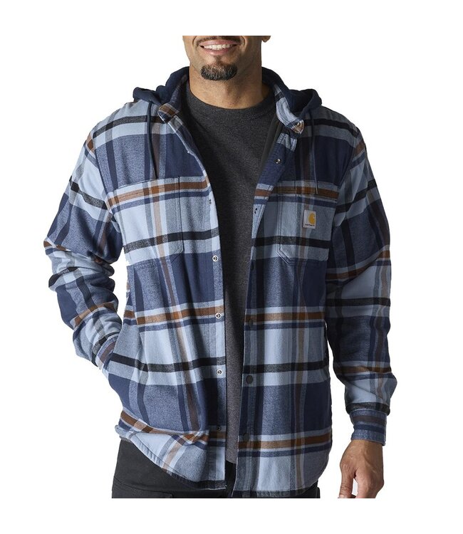 Carhartt Men's Rugged Flex Relaxed Fit Flannel Fleece Lined Hooded Shirt Jac 107011