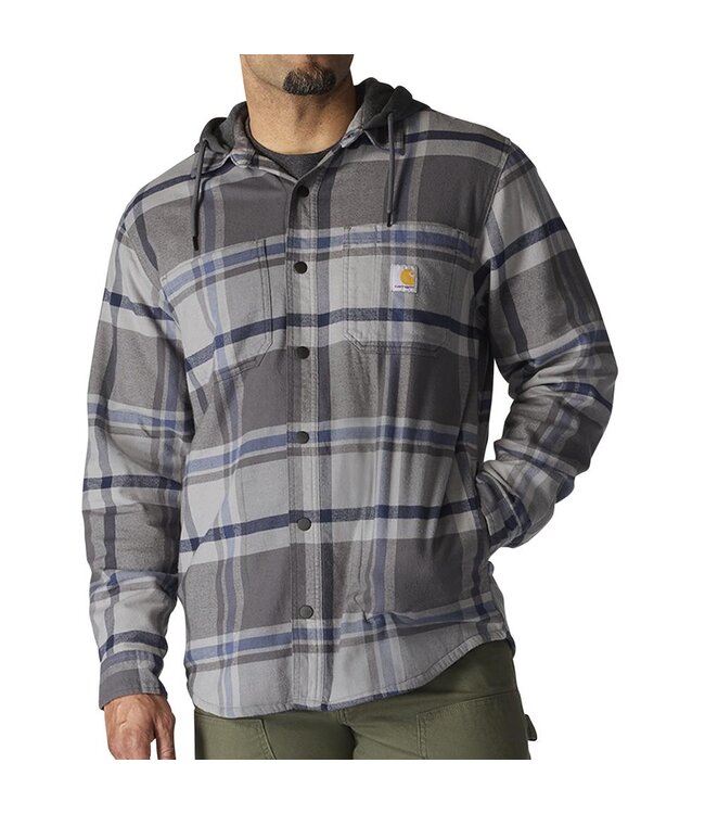 Carhartt Men's Rugged Flex Relaxed Fit Flannel Fleece Lined Hooded Shirt Jac 107011