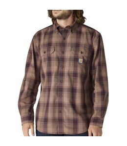 Carhartt Men's Loose Fit Midweight Chambray Long-Sleeve Plaid Shirt 107012