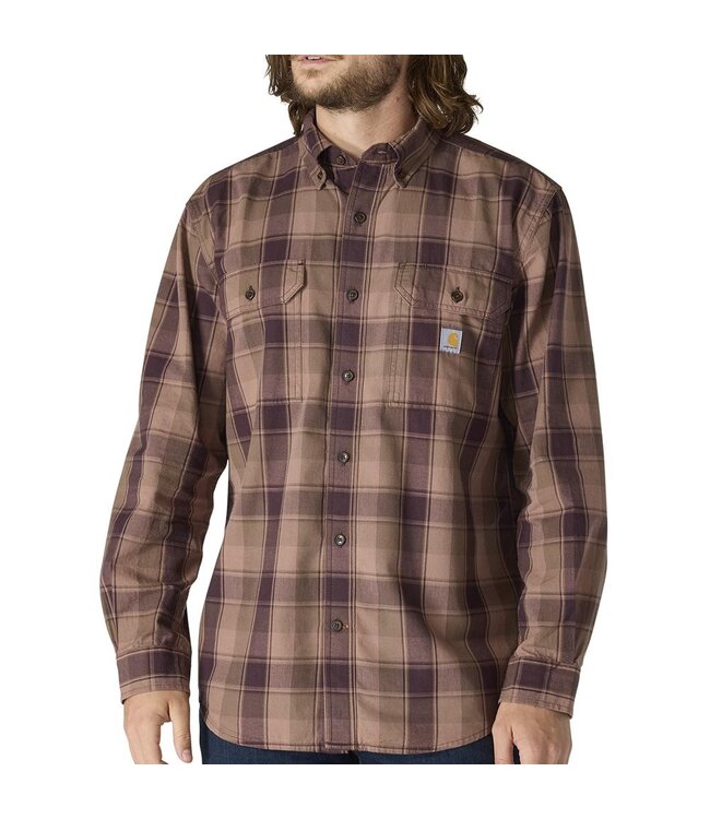 Carhartt Men's Loose Fit Midweight Chambray Long-Sleeve Plaid Shirt 107012