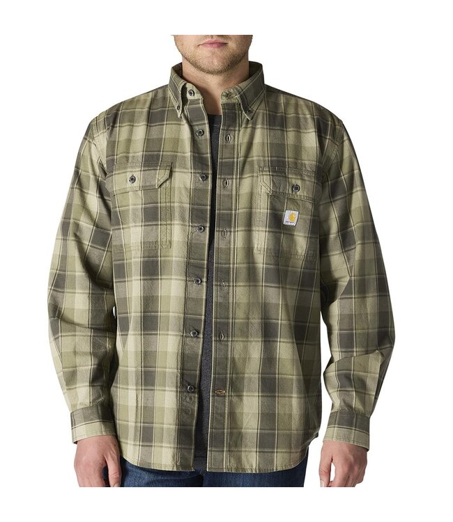 Carhartt Men's Loose Fit Midweight Chambray Long-Sleeve Plaid Shirt 107012