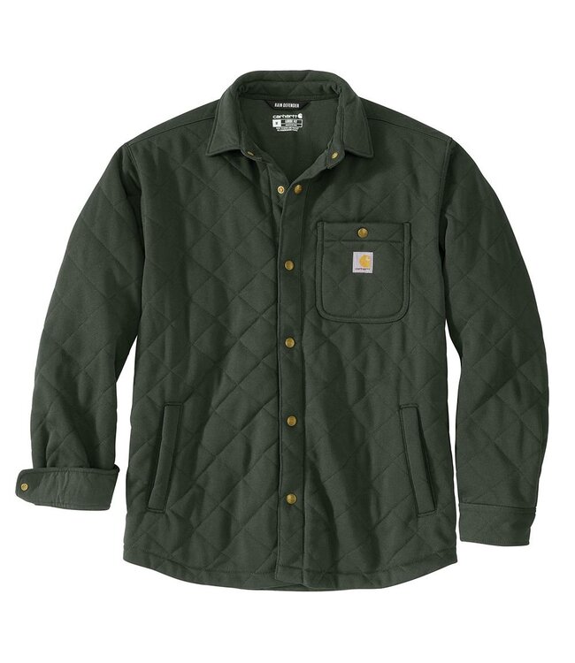 Carhartt Men's Rain Defender Loose Fit Heavyweight Quilted Snap Front Shirt Jac 107270