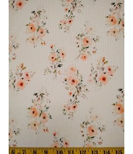 Yard of Watercolor Peach 1 Rib Knit Fabric