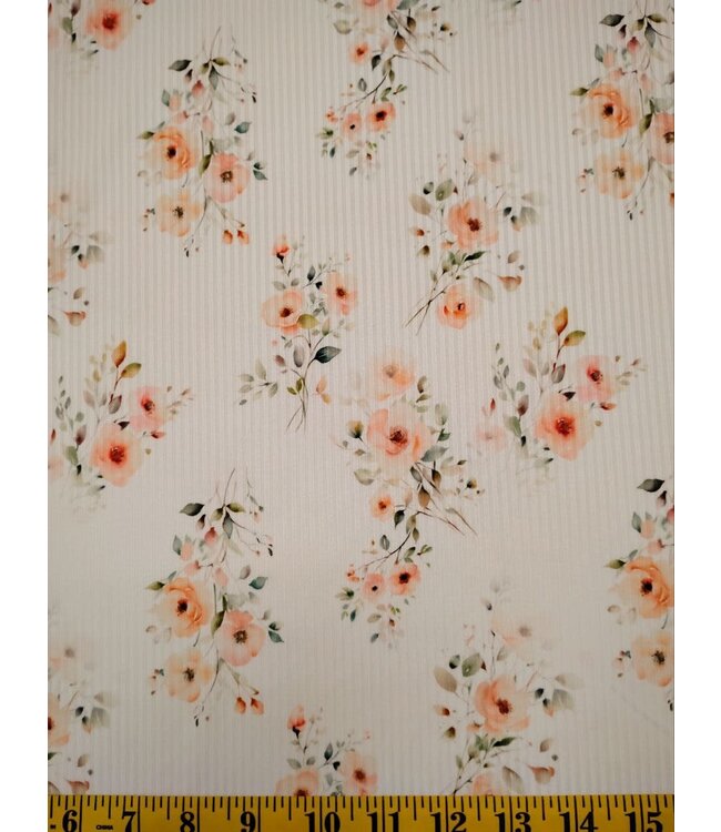 Yard of Watercolor Peach 1 Rib Knit Fabric