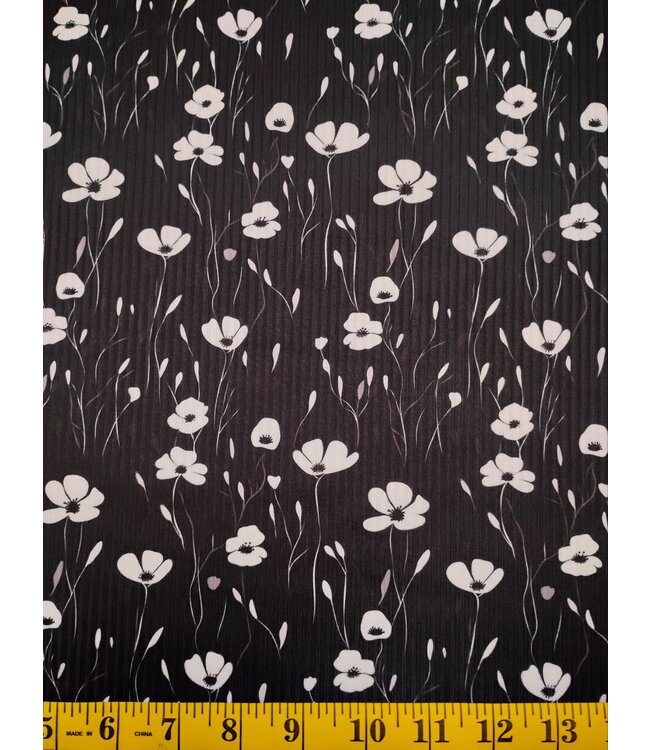 Yard of Poppy 3 Poly Rib Knit Fabric