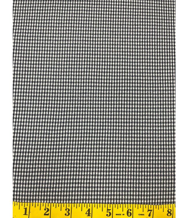 Yard of Vintage Black and White Gingham Poly Knit Fabric
