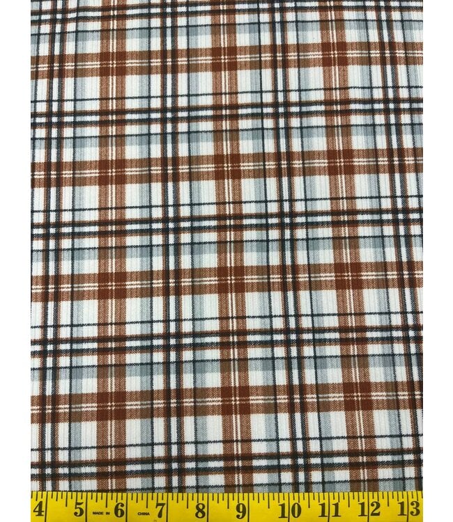 Yard of Autumn Plaid Rib Knit Fabric