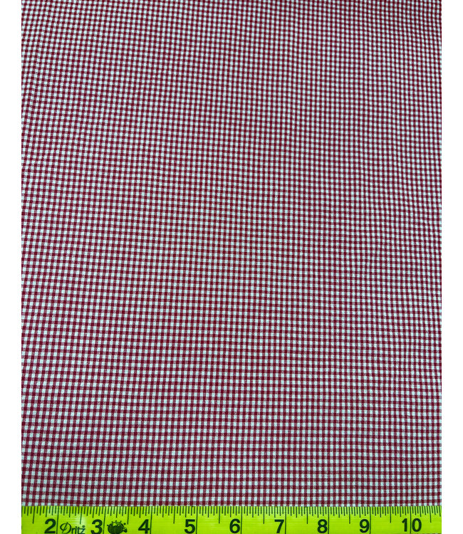 Yard of Weathered Red Crinkle Gingham Check Fabric BCGC16