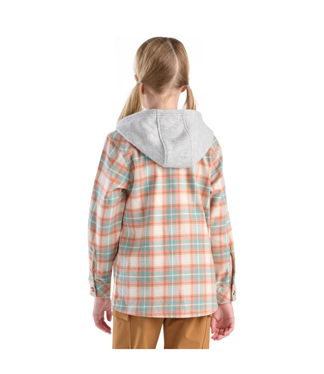 Carhartt Girl's Long-Sleeve Flannel Button-Front Hooded Shirt CE9159
