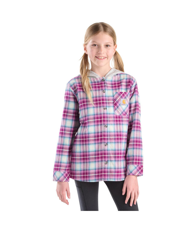 Carhartt Girl's Long-Sleeve Flannel Button-Front Hooded Shirt CE9159