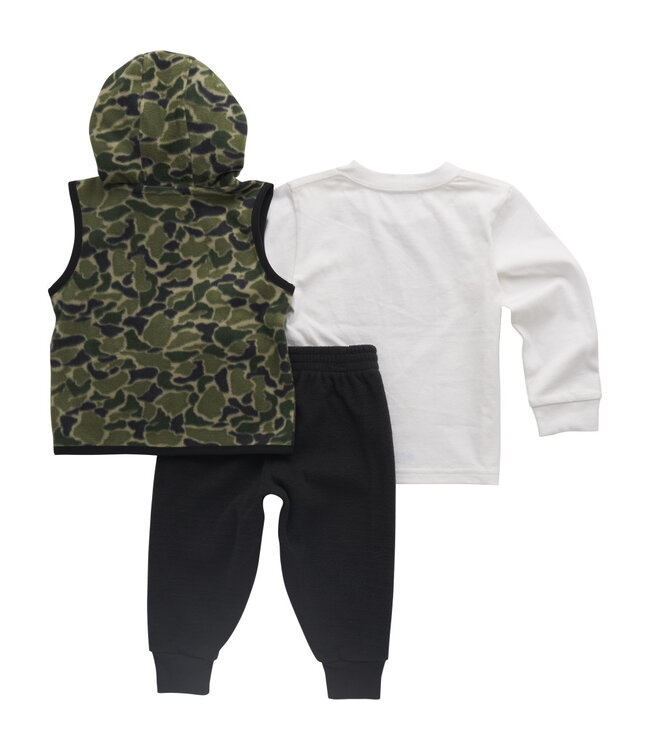 Carhartt Boy's Infant Long-Sleeve T-Shirt, Camo Vest and Pant Set CG8997