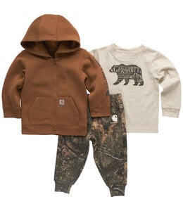 Carhartt Boy's Infant Long-Sleeve T-Shirt, Fleece Jacket and Fleece Camo Pant Set CG8999