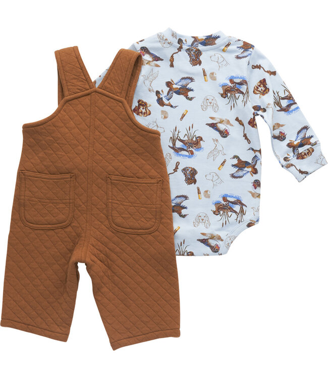 Carhartt Boy's Infant Long-Sleeve Printed Bodysuit and Quilted Jersey Overall Set CG8995