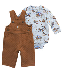 Carhartt Boy's Infant Long-Sleeve Printed Bodysuit and Quilted Jersey Overall Set CG8995