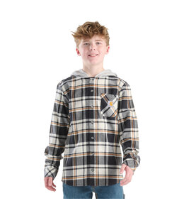 Carhartt Boy's Long-Sleeve Flannel Button-Front Hooded Shirt CE8212