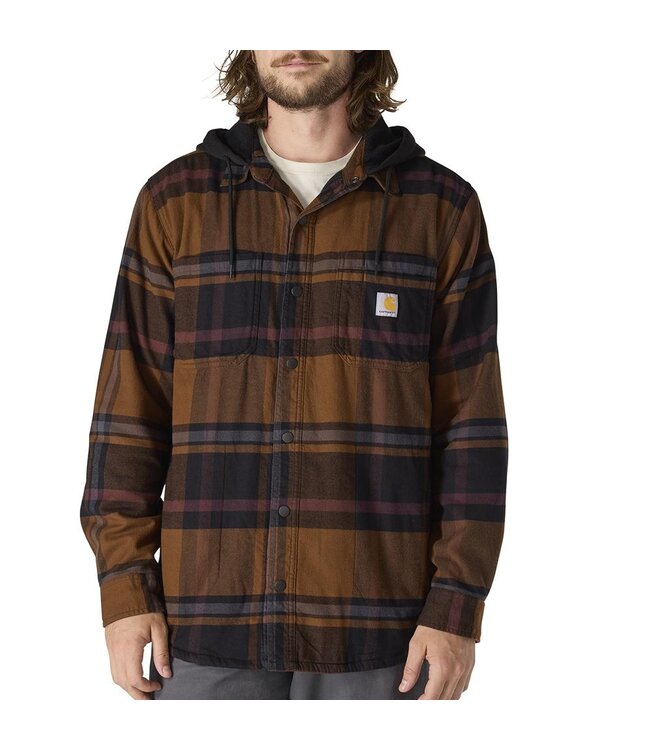 Carhartt Men's Rugged Flex Relaxed Fit Flannel Fleece Lined Hooded Shirt Jac 107011