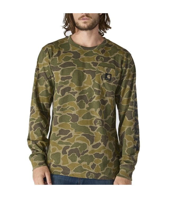 Carhartt Men's Relaxed Fit Heavyweight Long-Sleeve Pocket Camo Logo Graphic T-Shirt 107043