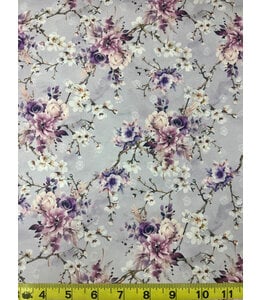 Yard of Poly Circle Dot, Plum Branches Fabric