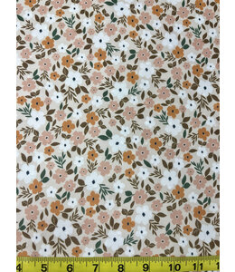 Magnolia Wholesale Yard of Golden Hour Daises Beige Swiss Dot Knit Fabric
