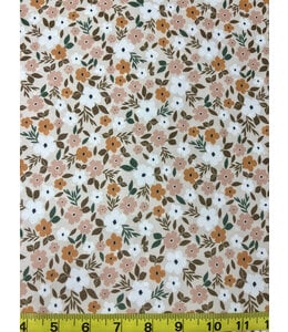 Yard of Golden Hour Daises Beige Swiss Dot Knit Fabric
