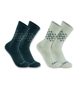 Carhartt Women's Midweight Synthetic-Wool Blend Fairisle Crew Sock 2-Pack SC9642W